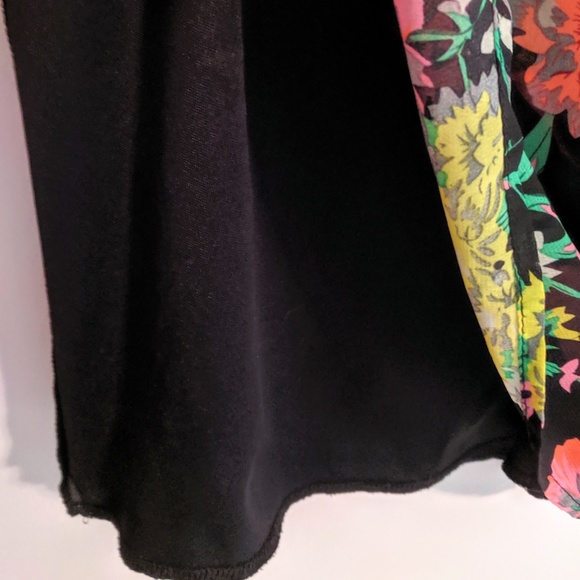 Sans Souci ⭐ Trapeze Crop Top Tank Blk Floral MED - Picture 3 of 6